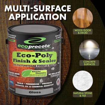 Ecoprocote Ecopoly Polyurethane Sealer Water Based Nontoxic Low Odor Quick Dry Clear Satin 5 Gallon Ideal For Wood Conc