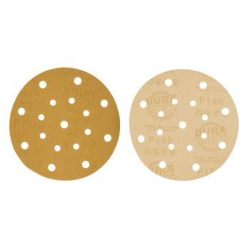 Duragold Premium 6 Gold Sanding Discs 180 Grit Box Of 50 17 Hole Pattern Dustless Hook Loop Backing Sandpaper For Da