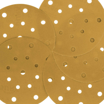 Duragold Premium 6 Gold Sanding Discs 180 Grit Box Of 50 17 Hole Pattern Dustless Hook Loop Backing Sandpaper For Da