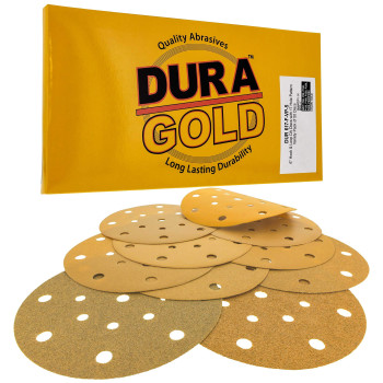 Duragold Premium 60 80 100 120 180 220 320 400 600 1000 Grit 6 Gold Sandpaper Discs 17 Hole Pattern Dustless 5 Each 50 T