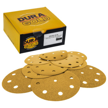 Duragold Premium 5 Gold Hook Loop 9 Hole Pattern Sanding Discs Variety Pack Box 60 80 100 120 180 220 320 400 600