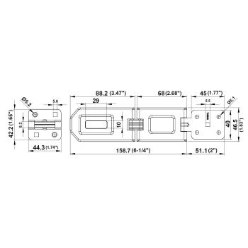 Qcaa Extra Heavy Duty Concealed Safety Hasp Flexible Link With Hardened Staple 614 Single Flexible Black Coated 1 Pack