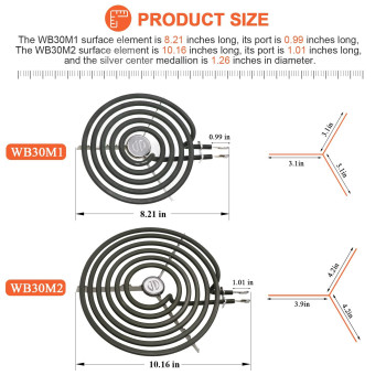 4 Pack Ers30M1 Ers30M2 Electric Stove Burner Replacement For Ge Hotpoint Kenmore Electric Range Stove Burner Element Replaceme