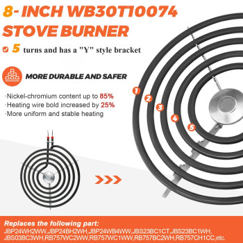 Beaquicy Wb30T10074 Stove Burner Replacement 8 Inch For Ge Electric Kenmore Hotpoint Stoveoven Surface Element Coil Suitable