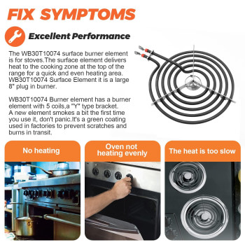 Beaquicy Wb30T10074 Stove Burner Replacement 8 Inch For Ge Electric Kenmore Hotpoint Stoveoven Surface Element Coil Suitable