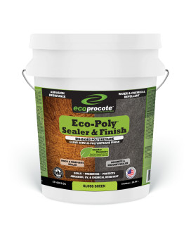 Ecoprocote Ecopoly Polyurethane Sealer Water Based Nontoxic Low Odor Quick Dry Clear Gloss 5 Gallon Ideal For Wood Conc