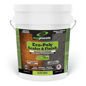 Ecoprocote Ecopoly Polyurethane Sealer Water Based Nontoxic Low Odor Quick Dry Clear Gloss 5 Gallon Ideal For Wood Conc