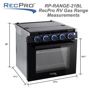 Recpro Rv Stove Gas Range 21 Tall 3 Burner 18 Cu Ft 7100 Btu Optional Vented Range Hood Black Or Silver Color Op