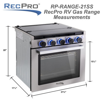 Recpro Rv Stove Gas Range 21 Tall 3 Burner 18 Cu Ft 7100 Btu Optional Vented Range Hood Black Or Silver Color Op