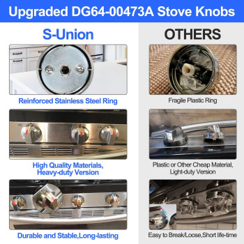 Upgraded Dg6400473A Stove Knobs Compatible With Samsung Gas Range Reinforced Stainless Steel Protection Power Ring Ultra Du