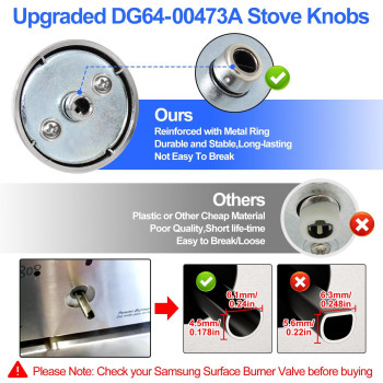 Upgraded Dg6400473A Stove Knobs Compatible With Samsung Gas Range Reinforced Stainless Steel Protection Power Ring Ultra Du