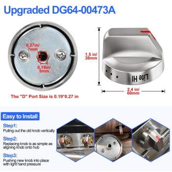 Upgraded Dg6400473A Stove Knobs Compatible With Samsung Gas Range Reinforced Stainless Steel Protection Power Ring Ultra Du