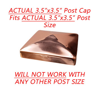 35 X 35 Solid Copper Pyramid Post Cap For Trueactual 35 X 35 Wood Posts Works Only With Actual 35 X 35 Posts