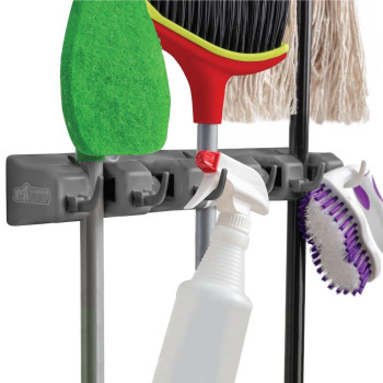 Gorilla Grip Wall Mount Hook Fixture Also Includes Slots To Hold Mop Broom Tools Easy Install Organize Cleaners Tools Hom