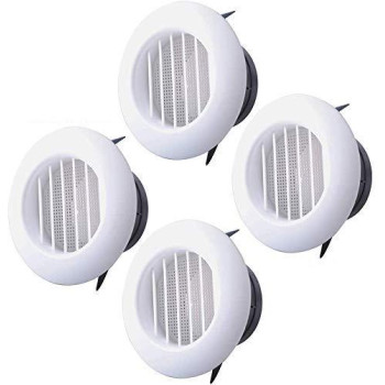 Wadoy Soffit Vent 4 Inch For Exhaust Fan With Screen For Bathroom Exhaust Fan 4 Packs Round Abs Louver Grille Cover White Buil