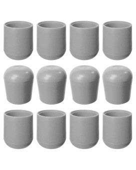 Folding Chair Leg Caps Gray 78 Inch 12 Pack Heavy Duty Nylon Chair End Caps Nonmarring Round Hardwood Floor Protectors C