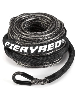 FIERYRED Synthetic Winch Rope Cable 3/16inch 50FT 8500lbs Winch Line Replacement with Protective Sleeve for 4WD Off-Road Vehicle SUV, Black and Gray