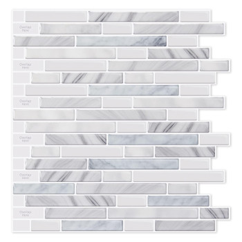 Longking 10Sheet Selfadhesive Peel And Stick Backsplash For Kitchen Vinyl Decorative Tiles Light Gray