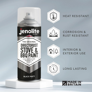 Jenolite Directorust Bbq Stove Aerosol Paint Black Very High Temperature Resistant Up To 1200F 650C Bbqs Stoves Chim