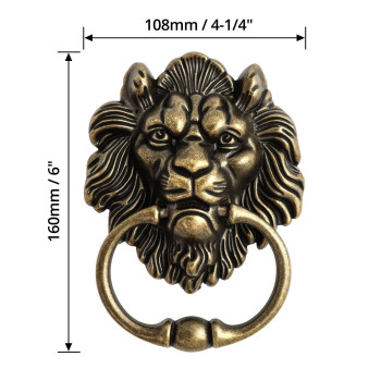 Qwork Antique Lion Head Bronze Door Knocker Classic Vintage Design