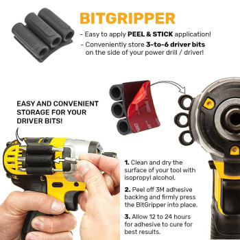 Spider Tool Holster Bitgripper V2 Pack Of Four High Strength 3M Adhesive Drill Addon For Easy Access To Six Driver Bits O