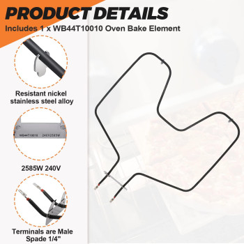 Heating Element Wb44T10010 Bake Element Replacement For Ge Stoveoven Element Suitable For Ge Spectra Oven Models Jbp64Boh1Wh