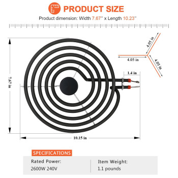 316442301 Mp26Ya Electric Burner Replacement 8Coil Range Cooktop Stove 5 Turns Surface Burner Heating Element 316442301 Su