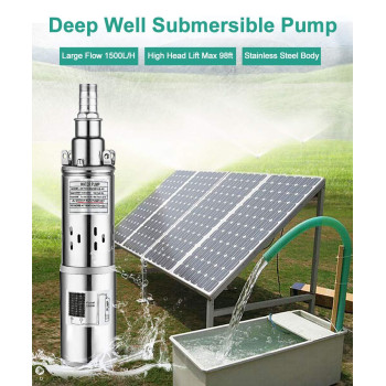 Ecoworthy 24V 3 Inch Large Flow 250W Solar Water Pump Max Flow 1500Lh Max Head 98 Feet Stainless Steel Submersible Well Pum