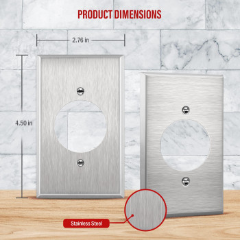 Enerlites 1620 Hole Single Locking Receptacle Outlet Metal Wall Plate Corrosion Resistant Size 1Gang 450 X 276 786