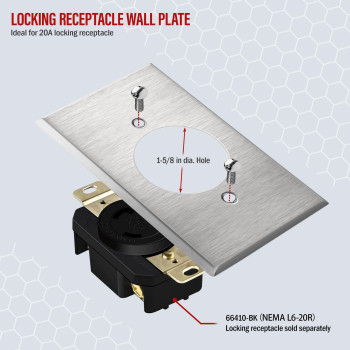 Enerlites 1620 Hole Single Locking Receptacle Outlet Metal Wall Plate Corrosion Resistant Size 1Gang 450 X 276 786