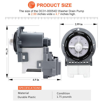 Dc3100054D Px351601 Dc3100187A Washer Drain Pump By Beaquicy Replacement For Samsung Washing Machine Replaces Px351601