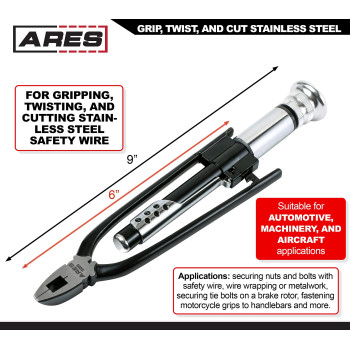 Ares 100096Inch Reversible Wire Twister Pliers Auto Return Untwist Tool Can Grip Twist And Cut Stainless Steel Safety Wi