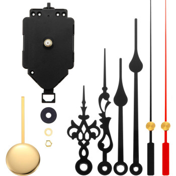 Hicarer Quartz Pendulum Clock Movement Mechanism Diy Repair Parts Replacement With 2 Pairs Hands And Pendulum For Diy Clock Repa