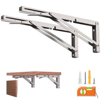 20Inch Foldable Brackets For Diy Folding Shelves Or Tables L Shelf Brackets Collapsible Heavy Duty Stainless Steel Max Load