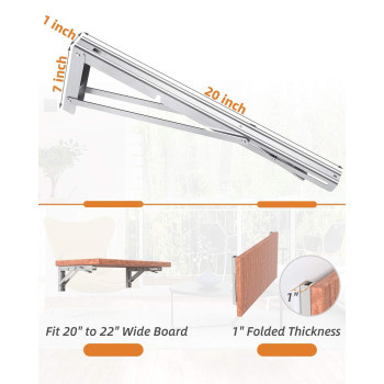 20Inch Foldable Brackets For Diy Folding Shelves Or Tables L Shelf Brackets Collapsible Heavy Duty Stainless Steel Max Load