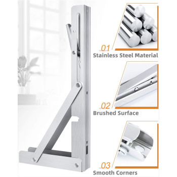 20Inch Foldable Brackets For Diy Folding Shelves Or Tables L Shelf Brackets Collapsible Heavy Duty Stainless Steel Max Load