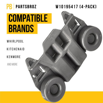 Partsbroz Lower Dishrack Wheel Assembly Wpw10195417 4Pack Compatible With Whirlpool Kenmore Kitchenaid Dishwasher Replace