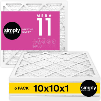 Simply By Mervfilters 10X10X1 Merv 11 Mpr 1000 Air Filter 6 Pack Actual Size 975X975X075 Hvac Ac Furnace Air