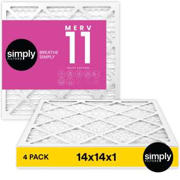 Simply Filters 14X14X1 Merv 11 Mpr 1000 Air Filter 4 Pack Actual Size 1375X1375X075 Hvac Ac Furnace Air Pleate