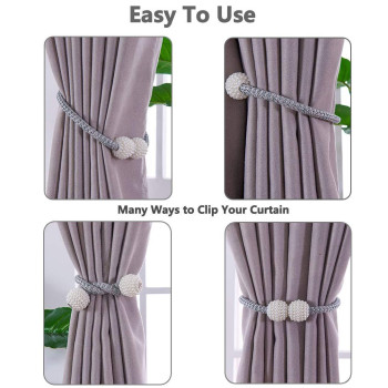 Melaluxe 2 Pack Magnetic Curtain Tiebacks Decorative Curtain Holdbacks For Window D Cor Navy Blue