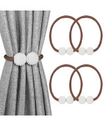 Melaluxe 4 Pack Magnetic Curtain Tiebacks Decorative Curtain Holdbacks For Window D Cor Coffee