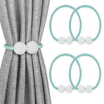 Melaluxe 4 Pack Magnetic Curtain Tiebacks Decorative Curtain Holdbacks For Window D Cor Teal