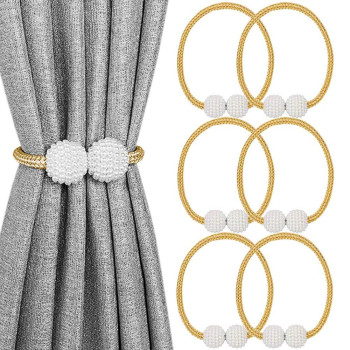 Melaluxe 6 Pack Magnetic Curtain Tiebacks Decorative Curtain Holdbacks For Window D Cor Gold