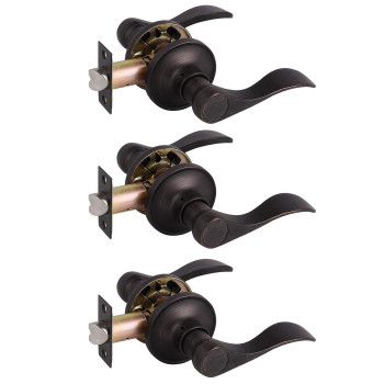 Gobrico 3 Pack Modern Door Handles In Oil Rubbed Bronze Passage Interior Door Locks With Drop Levers Closet Hallway Door Levers