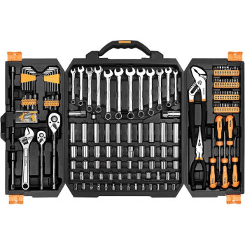 Dekopro 192 Piece Mechanics Tool Set Socket Wrench Set Plastic Storage Case With Auto Repair Hand Tool Kit Wrench Tool Box Set