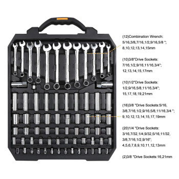 Dekopro 192 Piece Mechanics Tool Set Socket Wrench Set Plastic Storage Case With Auto Repair Hand Tool Kit Wrench Tool Box Set