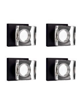 Coolnews Crystal Glass Door Knobs Interior For Closetbifold Square Halfdummy Door Knob Matte Black 4 Pack