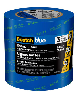 Scotchblue Sharp Lines Multisurface Painters Tape 141 Inches X 60 Yards 3 Rolls Blue Paint Tape Protects Surfaces And Rem