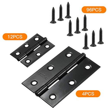 16 Pieces Small Door Hinges Stainless Steel Folding Butt Hinges Home Furniture Hardware Piano Cabinet Door Hinge With 96 Pieces