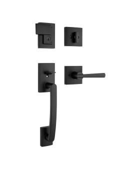 Baldwin Spyglass Front Entry Handleset With Interior Lever Featuring Smartkey Deadbolt Rekey Technology In Matte Black